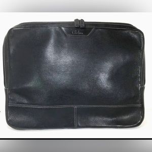 Cole Haan Mens Black Leather Double Two Way Zip Laptop Attache Briefcase